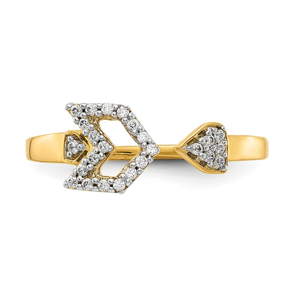 14K Gelbgold Pfeilring mit natürlichem Diamant