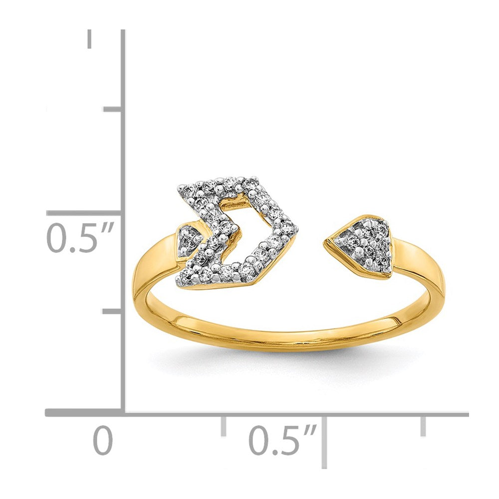 14K Gelbgold Pfeilring mit natürlichem Diamant