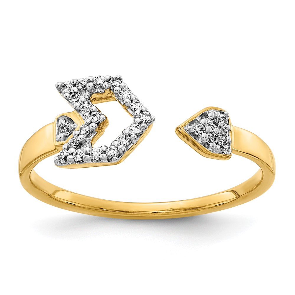 14K Gelbgold Pfeilring mit natürlichem Diamant