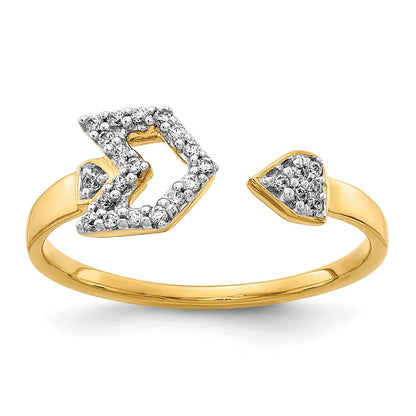 14K Gelbgold Pfeilring mit natürlichem Diamant