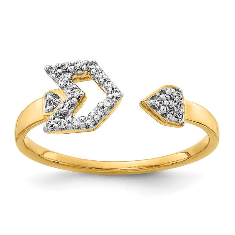 14K Gelbgold Pfeilring mit natürlichem Diamant