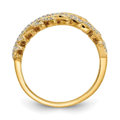 14K Gelbgold Ring mit natürlichen Diamanten im Federdesign