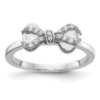 14K Weißgoldring mit natürlichen Diamanten in Schleifenform