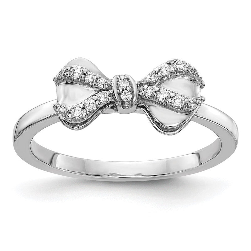 14K Weißgoldring mit natürlichen Diamanten in Schleifenform