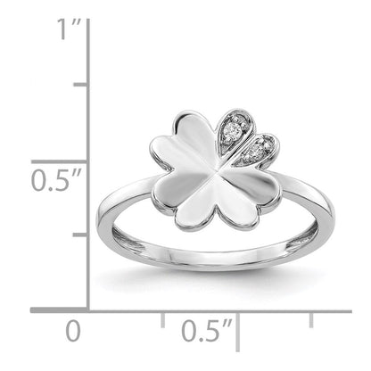 14K Weißgold Ring mit natürlichen Diamanten, Kleeblatt-Design