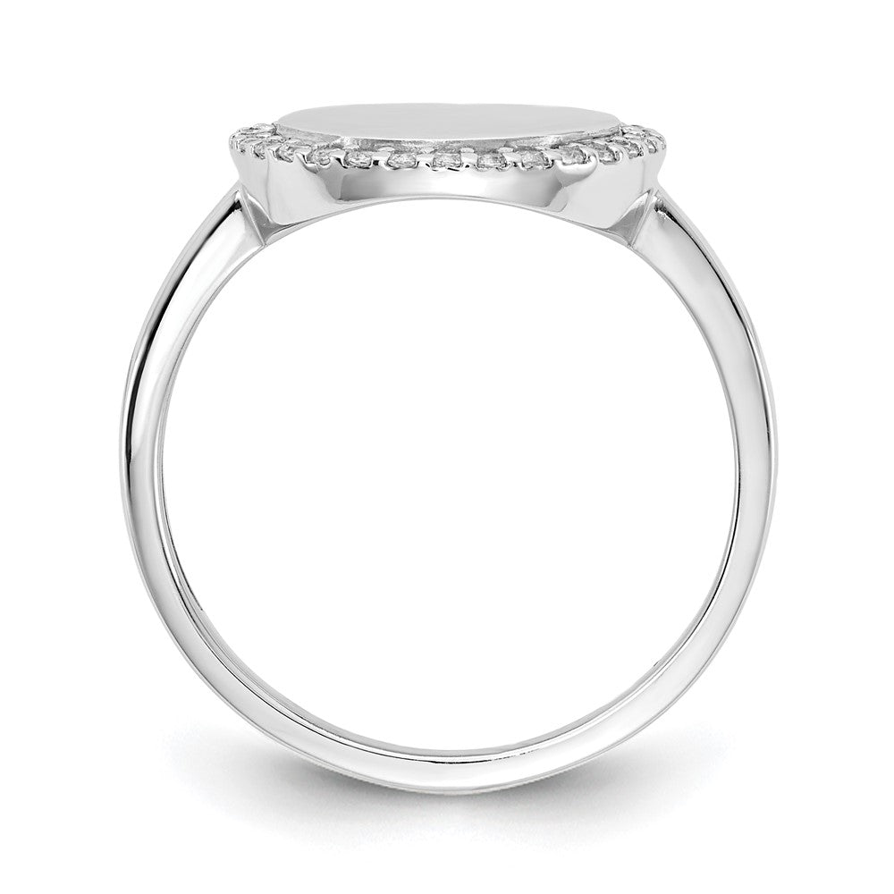 14K Weißgold Ring mit natürlichen Diamanten und gravierbarem Kreis