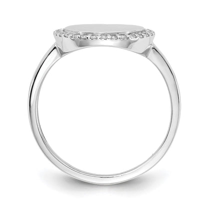 14K Weißgold Ring mit natürlichen Diamanten und gravierbarem Kreis
