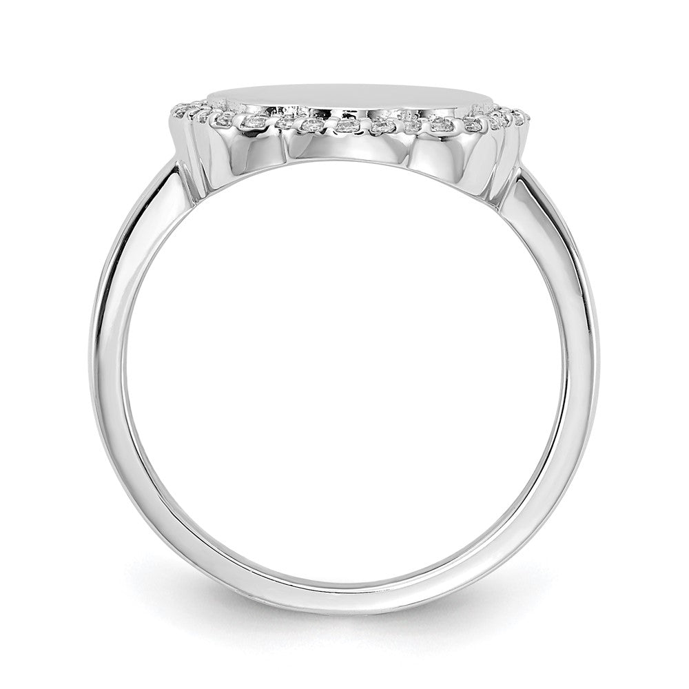 14K Weißgold Diamant-Ring mit gewelltem Rand, gravierbar