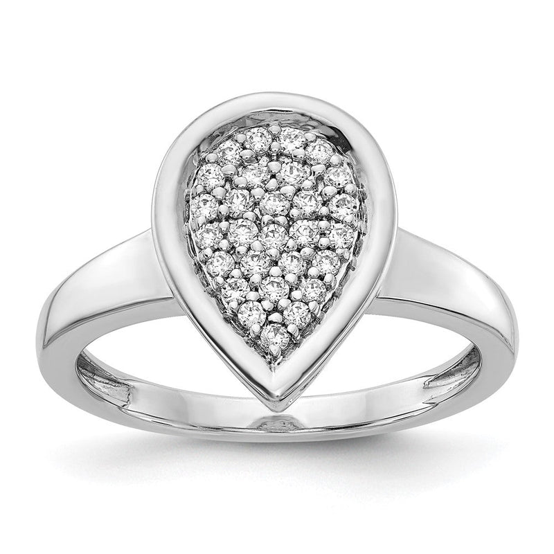14K Weißgold Ring mit natürlichen Diamanten in Tropfenform