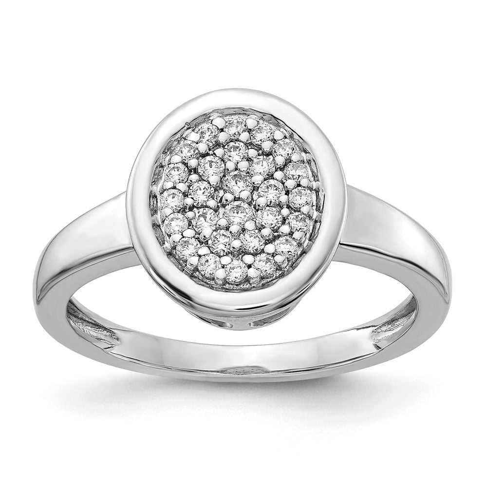 14K Weißgold Ring mit natürlichem Diamant, ausgefallenes ovales Design
