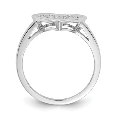14K Weißgold Ring mit echtem Diamant in ausgefallener Herzform