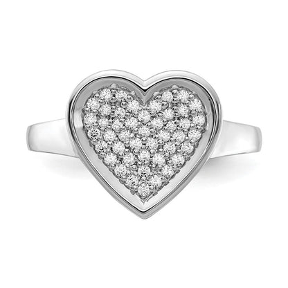 14K Weißgold Ring mit echtem Diamant in ausgefallener Herzform