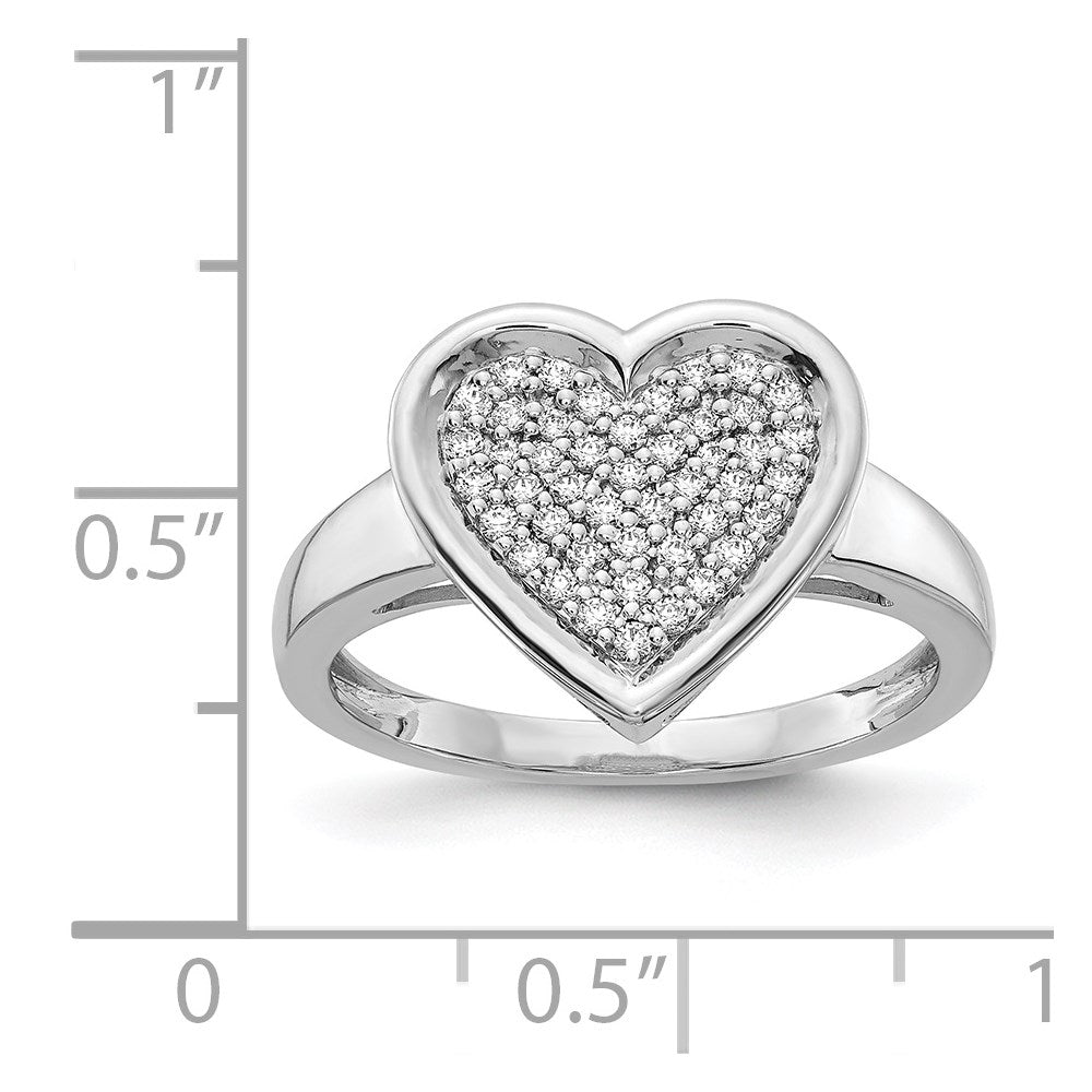 14K Weißgold Ring mit echtem Diamant in ausgefallener Herzform