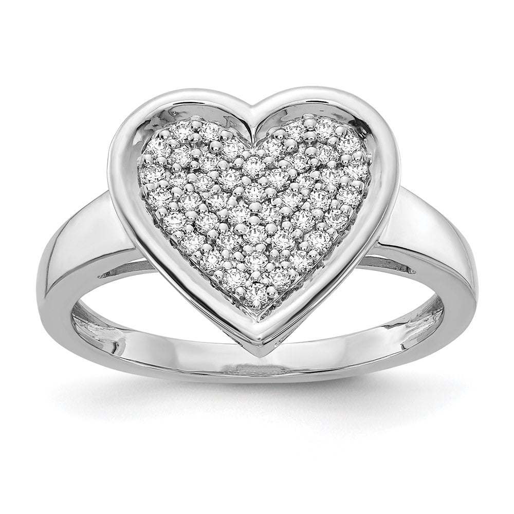 14K Weißgold Ring mit echtem Diamant in ausgefallener Herzform