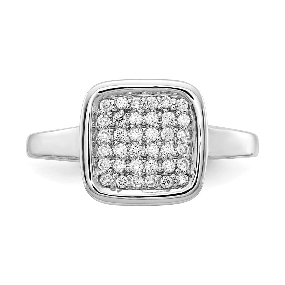 14K Weißgold Ring mit echten Diamanten in ausgefallener quadratischer Form