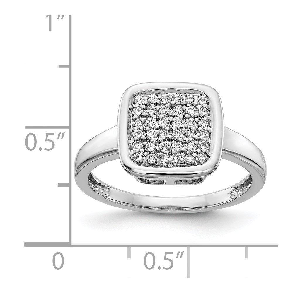 14K Weißgold Ring mit echten Diamanten in ausgefallener quadratischer Form