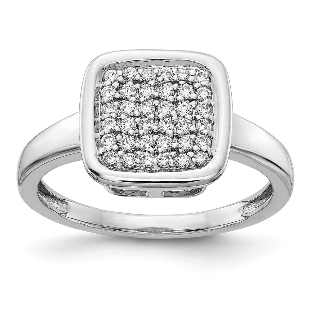 14K Weißgold Ring mit echten Diamanten in ausgefallener quadratischer Form