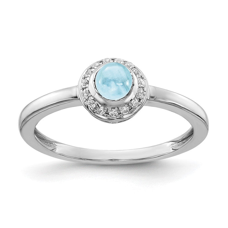 14K Weißgold Ring mit natürlichen Diamanten und Aquamarinen