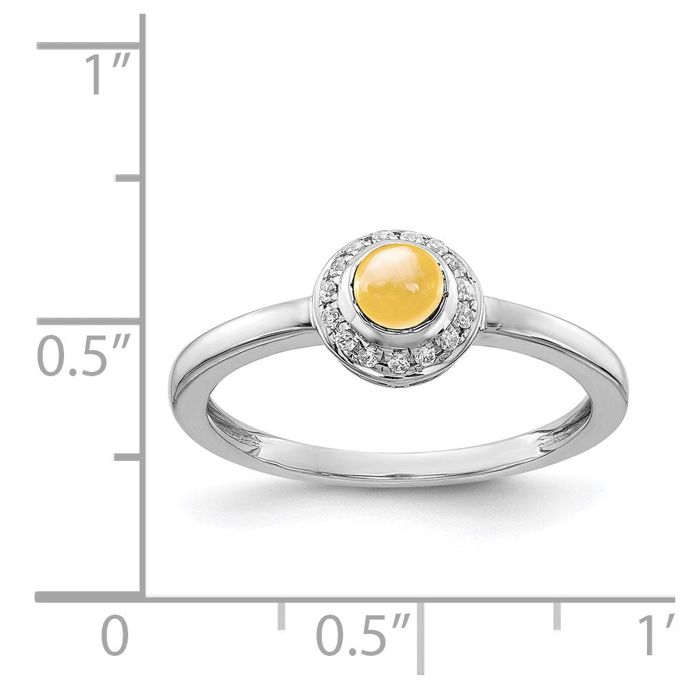 14K Weißgoldring mit natürlichen Diamanten und Citrin-Cabochons