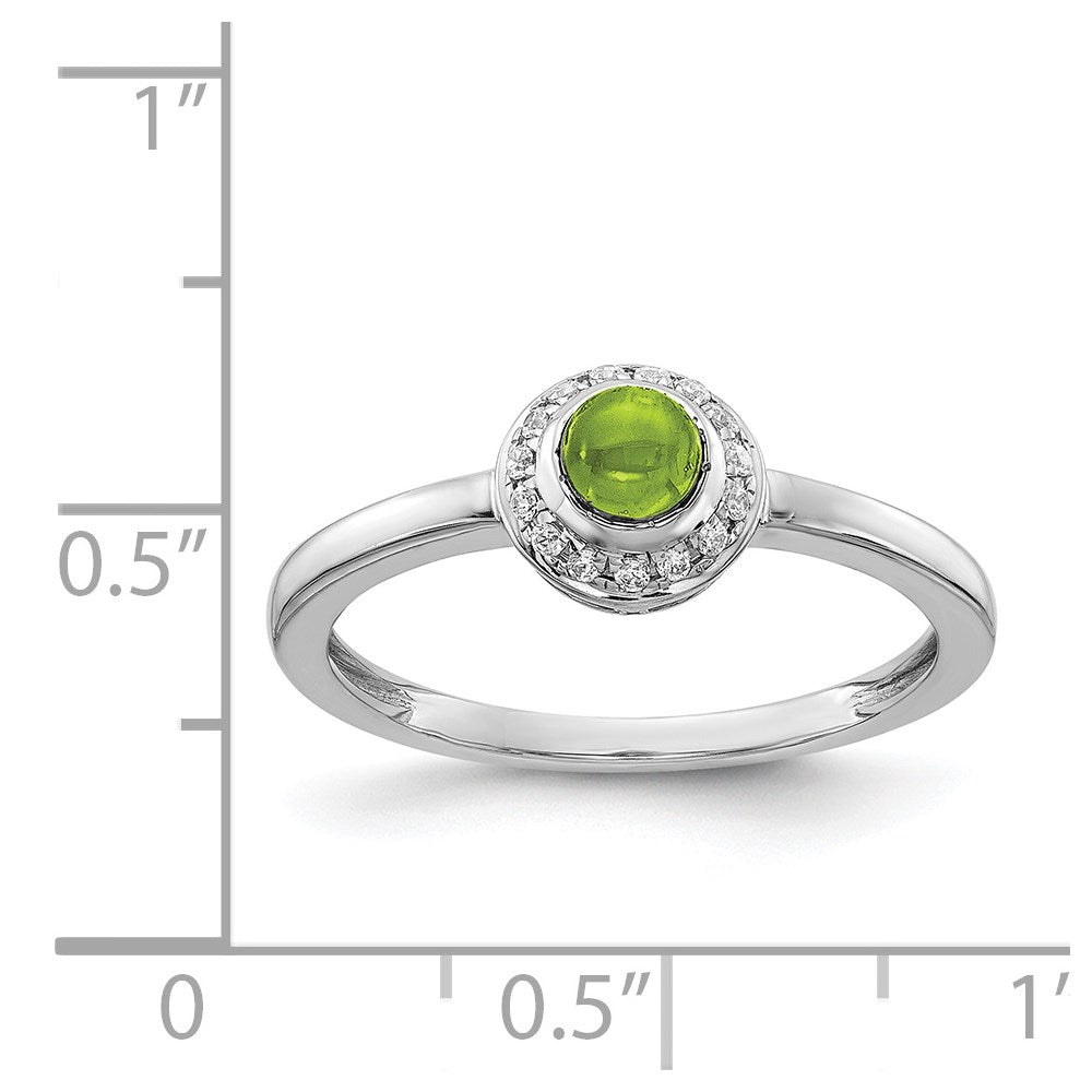 14K Weißgold Ring mit natürlichen Diamanten und runden Peridot-Cabochons