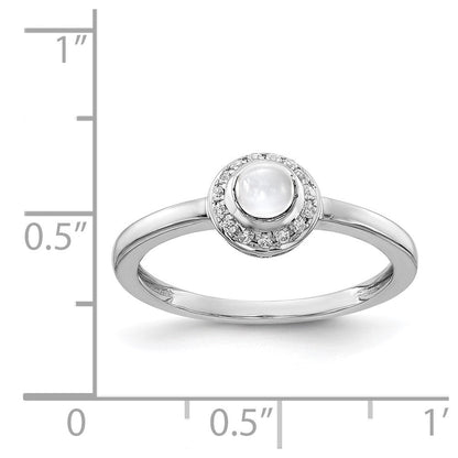 14K Weißgold Ring mit natürlichen Diamanten und weißem Topas