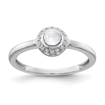 14K Weißgold Ring mit natürlichen Diamanten und weißem Topas