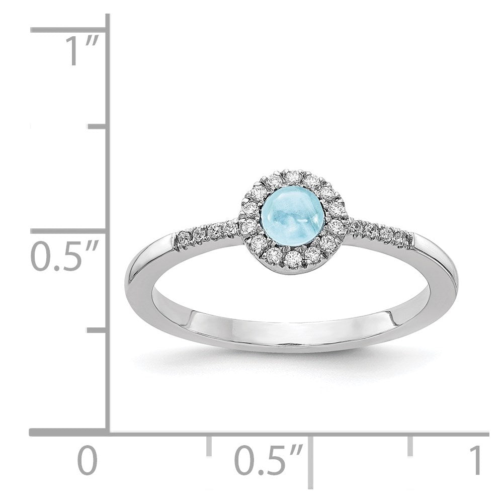 14K Weißgold Ring mit Diamanten und Aquamarinen