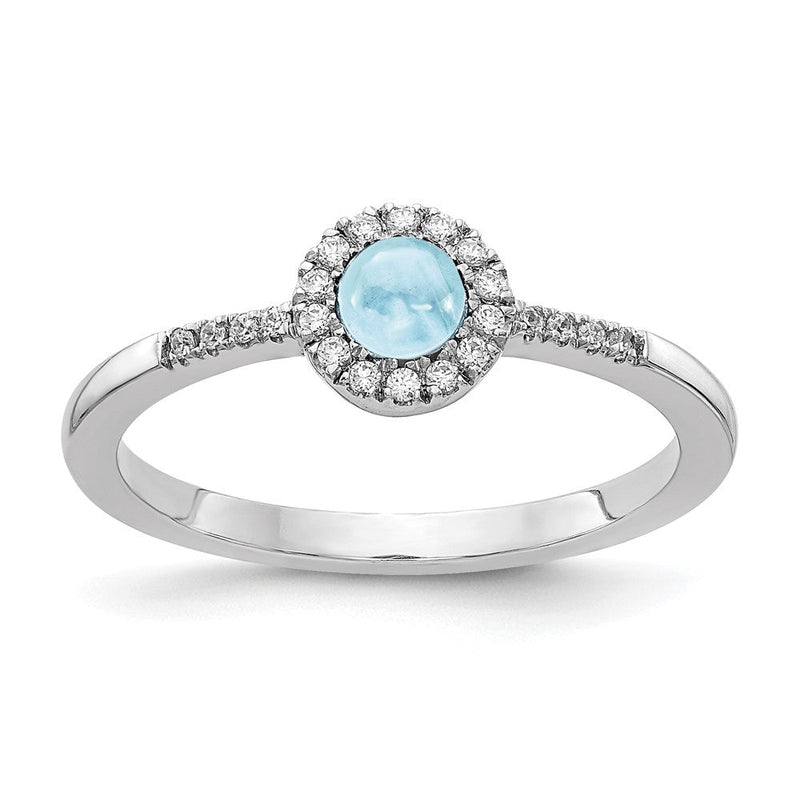 14K Weißgold Ring mit Diamanten und Aquamarinen