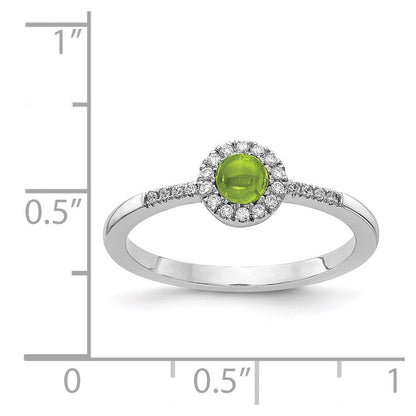 14K Weißgold Ring mit natürlichen Diamanten und Peridot-Cabochons