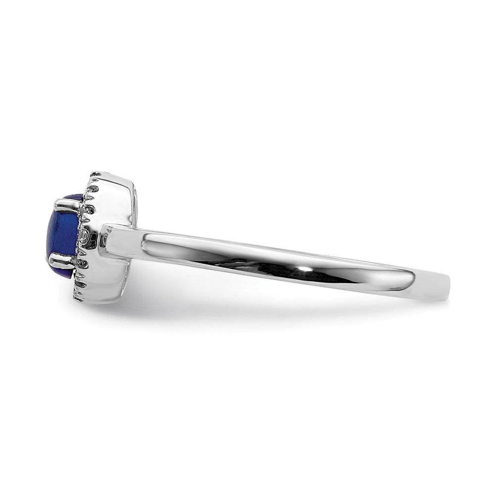 14K Weißgoldring mit natürlichen Diamanten und ovalen blauen Saphir-Cabochons