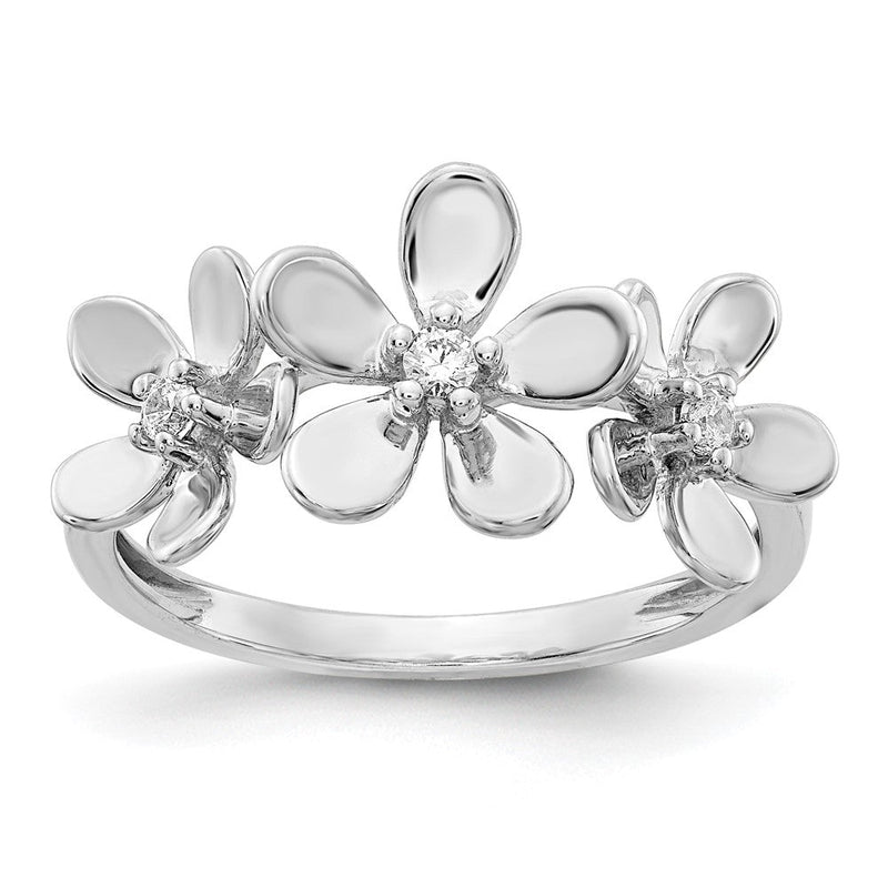 14K Weißgold Ring mit natürlichem Diamant