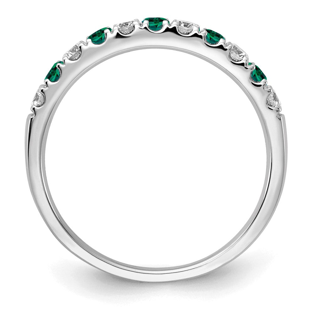 14K Weißgold Ring mit 0,5 ct. im Labor gezüchteten Diamanten VS/SI+ G+ und im Labor gezüchteten Smaragden