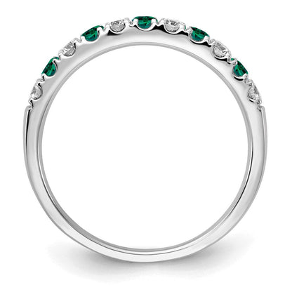 14K Weißgold Ring mit 0,5 ct. im Labor gezüchteten Diamanten VS/SI+ G+ und im Labor gezüchteten Smaragden