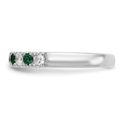 14K Weißgold Ring mit 0,5 ct. im Labor gezüchteten Diamanten VS/SI+ G+ und im Labor gezüchteten Smaragden