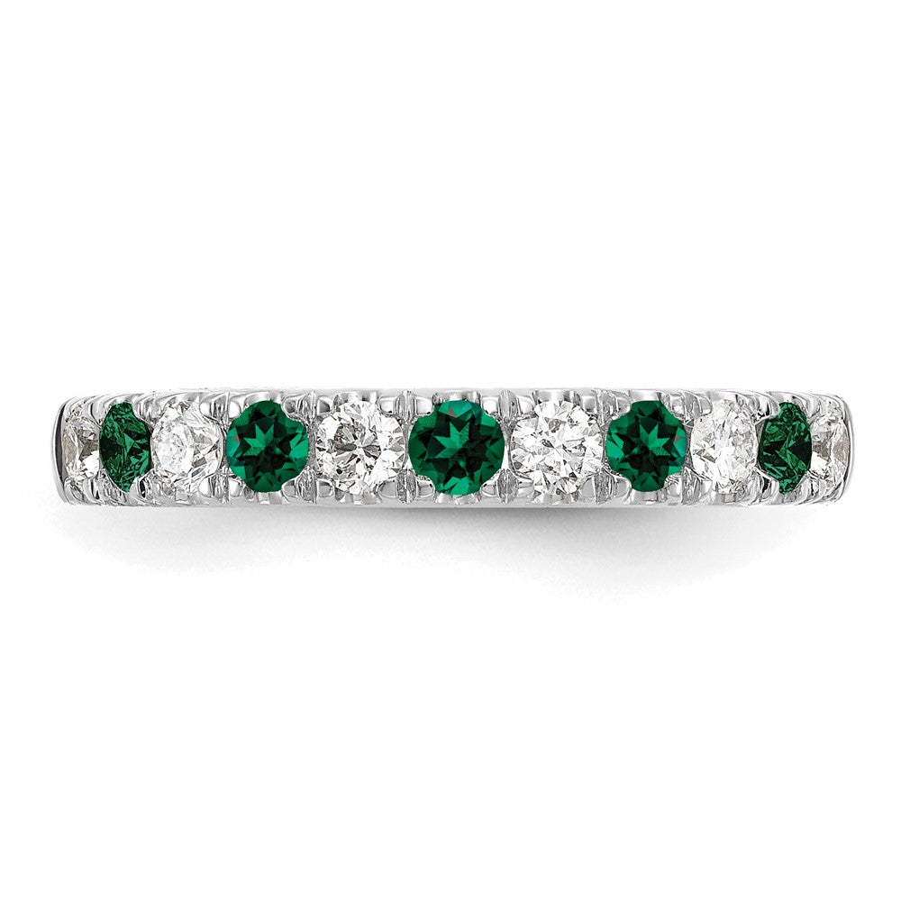 14K Weißgold Ring mit 0,5 ct. im Labor gezüchteten Diamanten VS/SI+ G+ und im Labor gezüchteten Smaragden