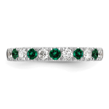 14K Weißgold Ring mit 0,5 ct. im Labor gezüchteten Diamanten VS/SI+ G+ und im Labor gezüchteten Smaragden