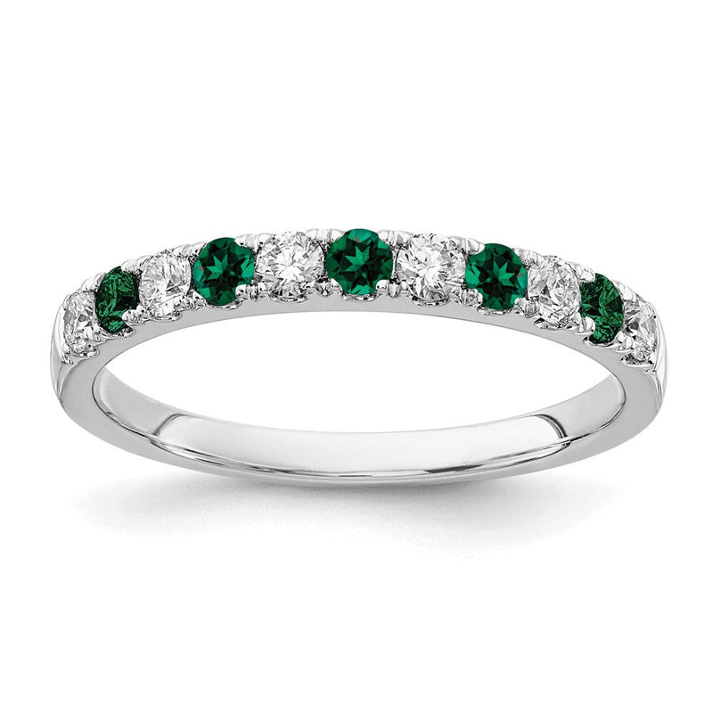 14K Weißgold Ring mit 0,5 ct. im Labor gezüchteten Diamanten VS/SI+ G+ und im Labor gezüchteten Smaragden