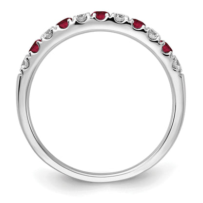 14K Weißgold Ring mit 0,5 ct. Labor gezüchtetem Diamant VS/SI+ G+ und im Labor gezüchtetem Rubin, komplett besetzt