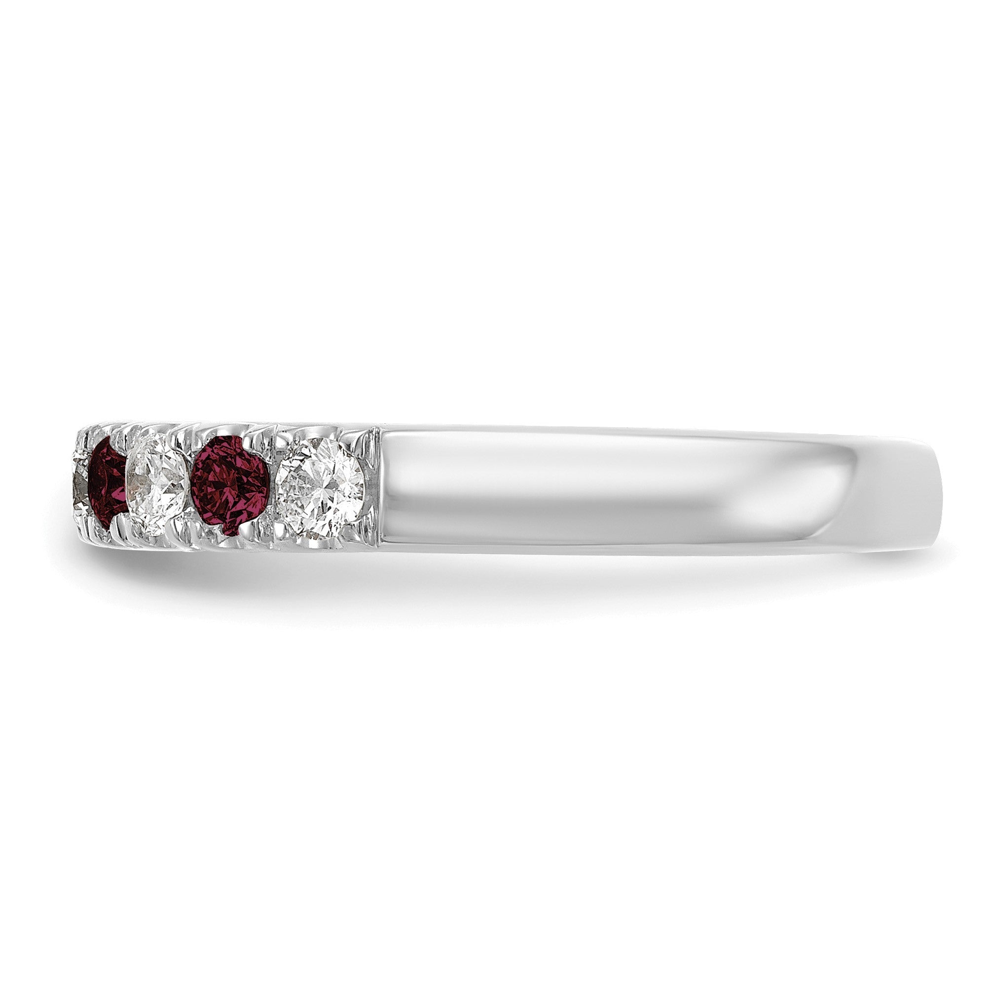 14K Weißgold Ring mit 0,5 ct. Labor gezüchtetem Diamant VS/SI+ G+ und im Labor gezüchtetem Rubin, komplett besetzt