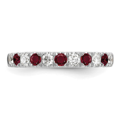 14K Weißgold Ring mit 0,5 ct. Labor gezüchtetem Diamant VS/SI+ G+ und im Labor gezüchtetem Rubin, komplett besetzt
