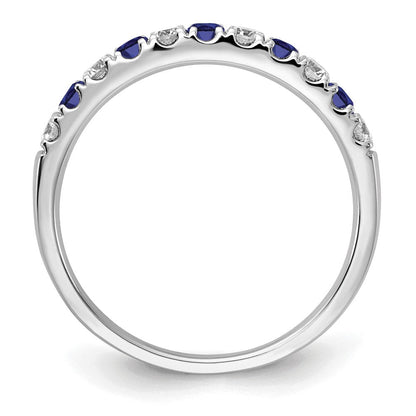 14K Weißgold Ring mit 0,5 ct. im Labor gezüchteten Diamanten VS/SI+ G+ und im Labor gezüchteten blauen Saphiren