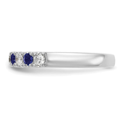 14K Weißgold Ring mit 0,5 ct. im Labor gezüchteten Diamanten VS/SI+ G+ und im Labor gezüchteten blauen Saphiren