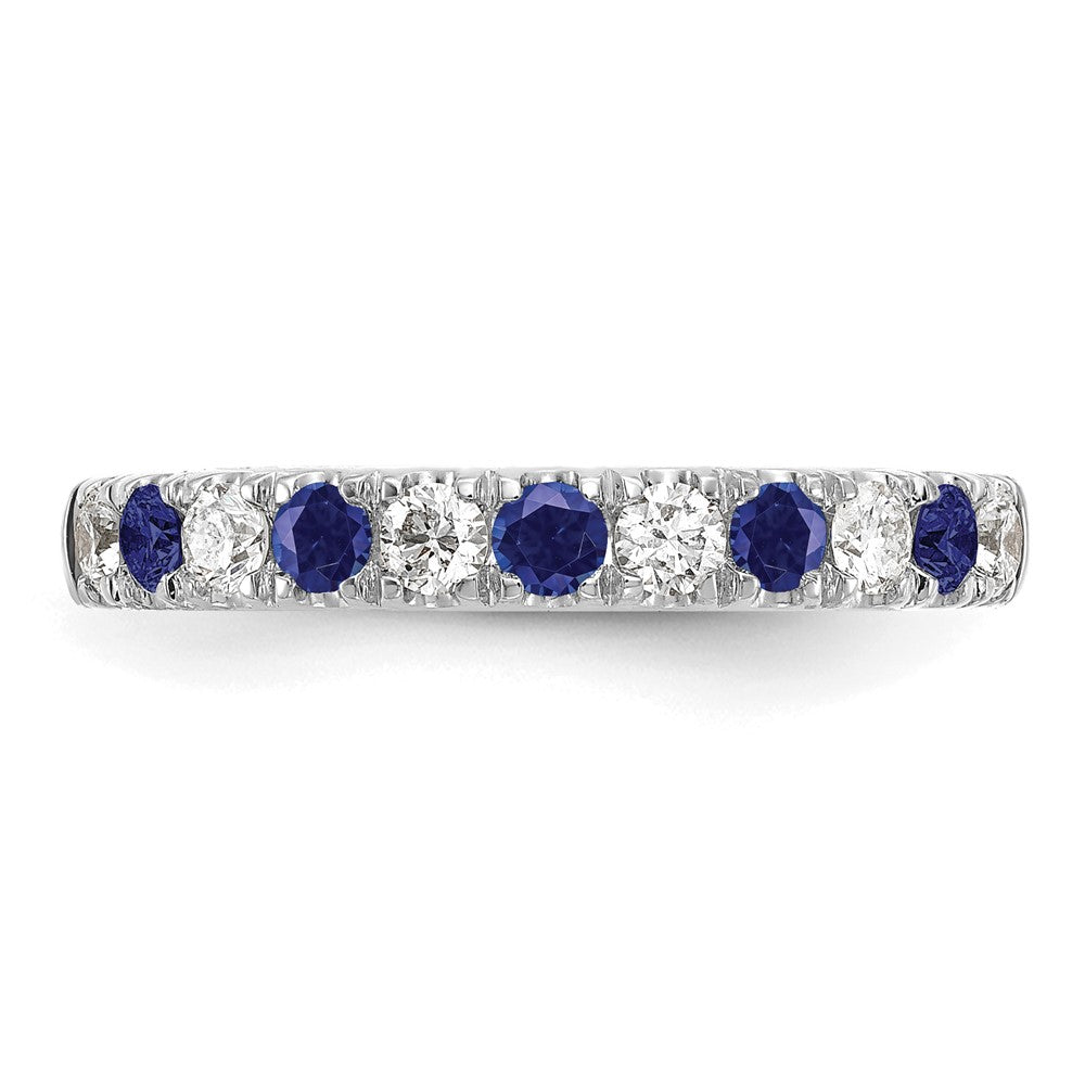 14K Weißgold Ring mit 0,5 ct. im Labor gezüchteten Diamanten VS/SI+ G+ und im Labor gezüchteten blauen Saphiren