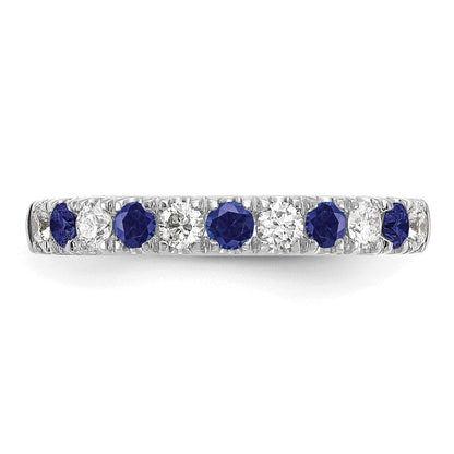 14K Weißgold Ring mit 0,5 ct. im Labor gezüchteten Diamanten VS/SI+ G+ und im Labor gezüchteten blauen Saphiren