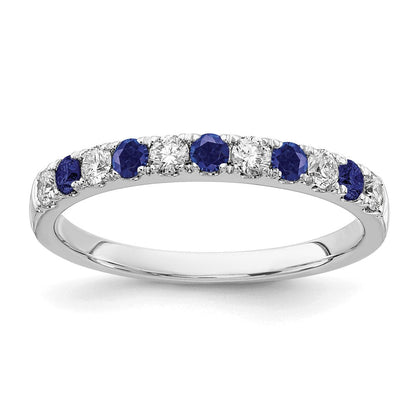 14K Weißgold Ring mit 0,5 ct. im Labor gezüchteten Diamanten VS/SI+ G+ und im Labor gezüchteten blauen Saphiren