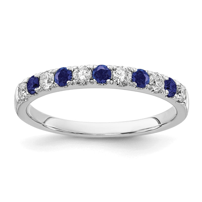 14K Weißgold Ring mit 0,5 ct. im Labor gezüchteten Diamanten VS/SI+ G+ und im Labor gezüchteten blauen Saphiren