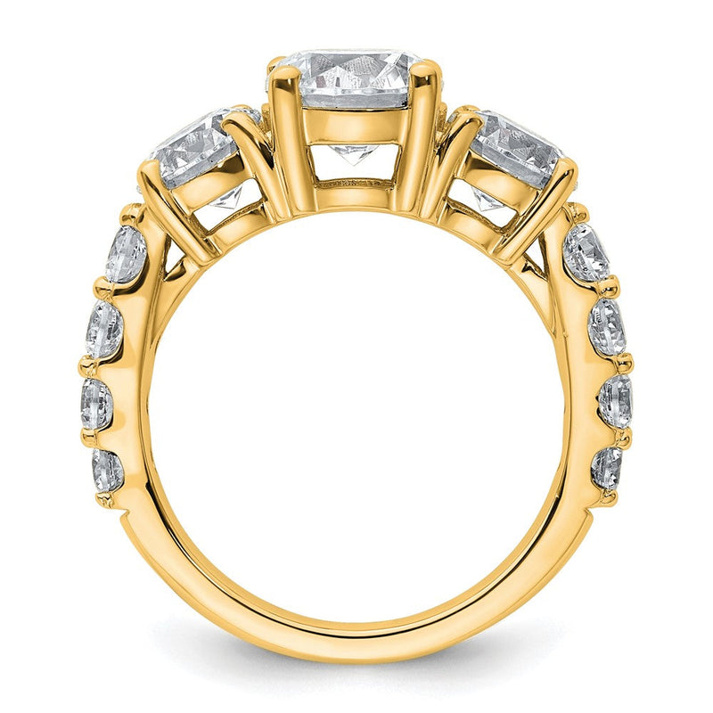 14K Gelbgold 4 Karat Im Labor Gezüchtet Diamant Vs/si+ G+ Rund Komplett Dreistein Verlobungsring