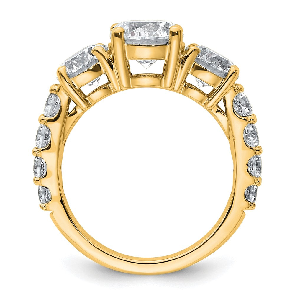 14K Gelbgold 4 Karat Im Labor Gezüchtet Diamant Vs+ F+ Rund Komplett Dreistein Verlobungsring