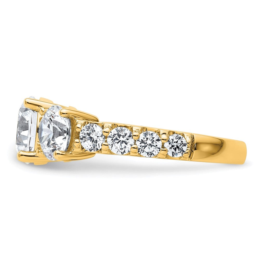 14K Gelbgold 4 Karat Im Labor Gezüchtet Diamant Vs+ F+ Rund Komplett Dreistein Verlobungsring
