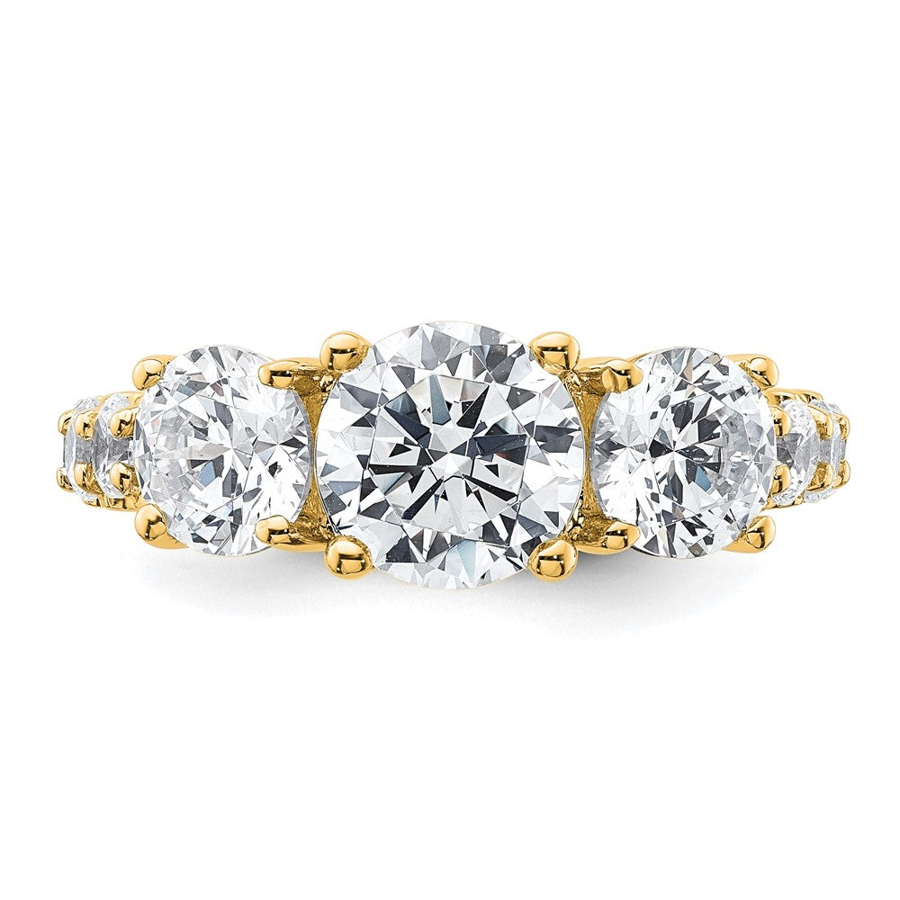 14K Gelbgold 4 Karat Im Labor Gezüchtet Diamant Vs+ F+ Rund Komplett Dreistein Verlobungsring